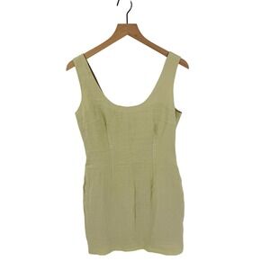 Vintage Forwear New York Ramie Mini Dress Button Front Scoop Neck Yellow Size 8